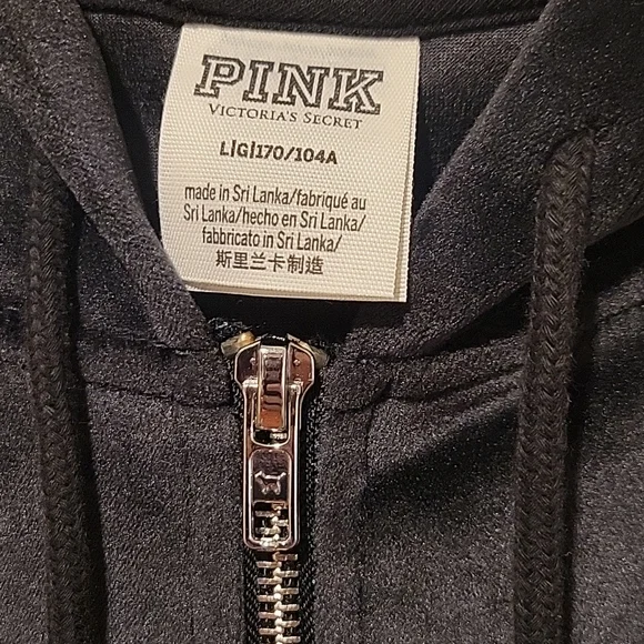 PINK VELOUR Victoria's Secret Black Hoodie NEW WITHOUT TAG! 💜 - Picture 4 of 7